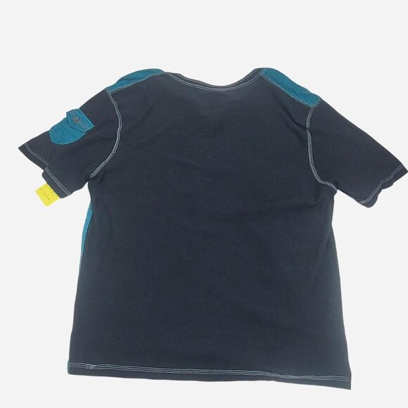 Distortion Blue and Black Henley Shirt Size XL - Picture 4 of 4